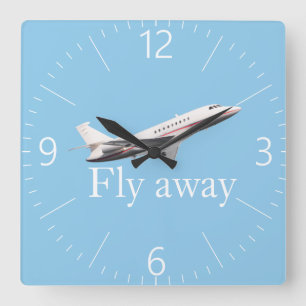 Fliegen weg quadratische wanduhr