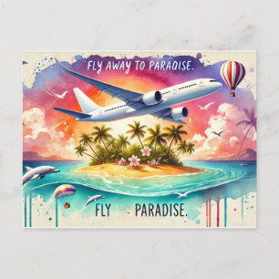 Fliegen weg zum Paradies Postkarte