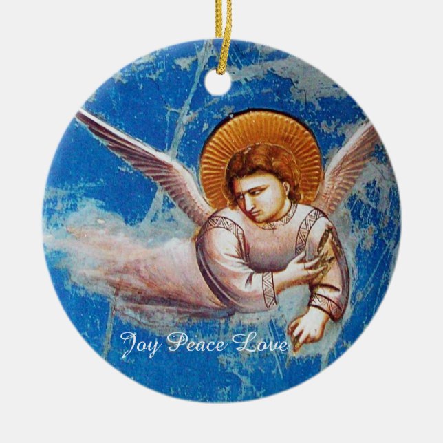FLIEGEN-WEIHNACHTSengel IN BLUE.FLIGHT IN ÄGYPTEN Keramikornament (Vorne)