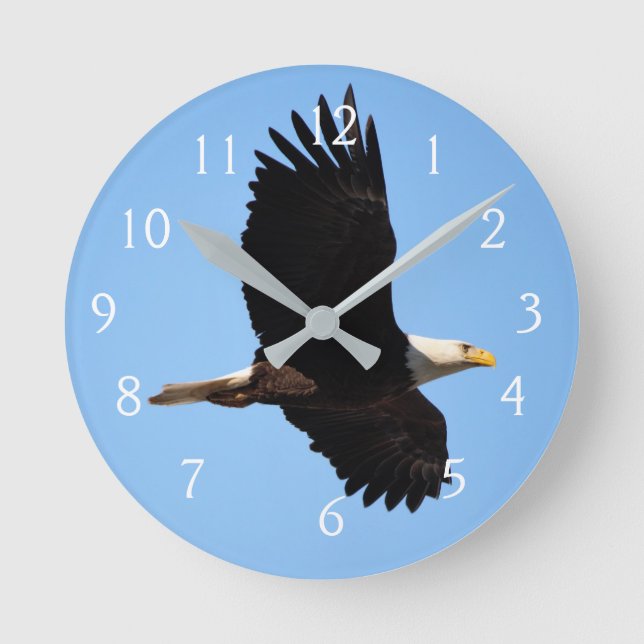 Fliegen wie ein Adler Runde Wanduhr (Vorderseite)