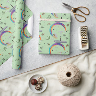 Fliegenbindemuster, Materialien und Werkzeuge zum Geschenkpapier