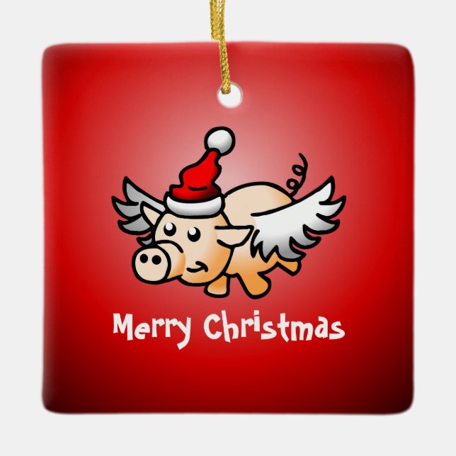Fliegend Weihnachtsfeiertag Keramik Ornament (Vorderseite)