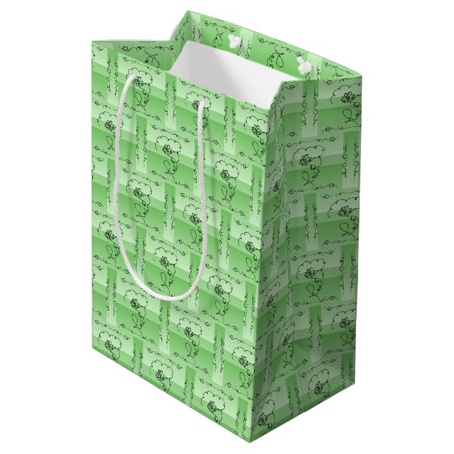 Fliegende Beauty Sage Vertikale Geschenktasche Mittlere Geschenktüte (Rückseite Schrägansicht)