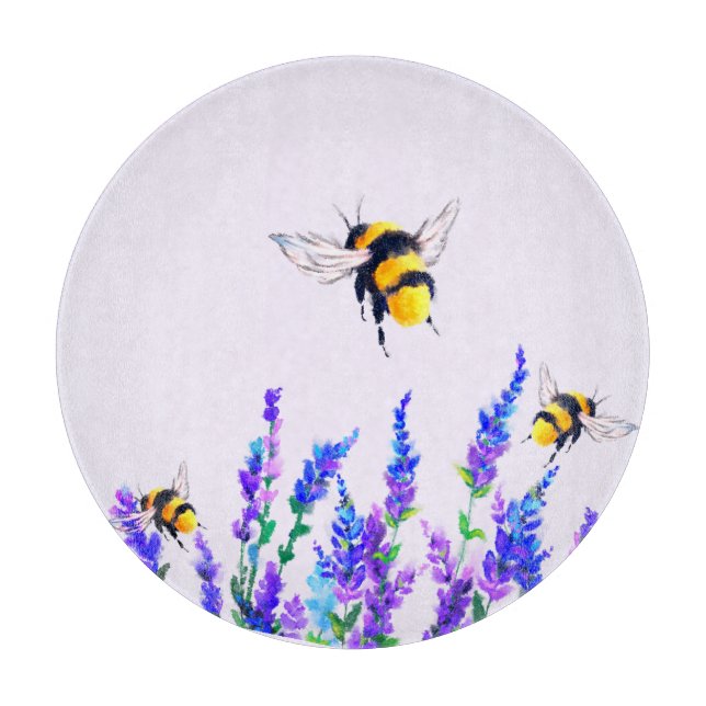 Fliegende Bienen und Blume Vorspann Schneidebrett (Vorderseite)