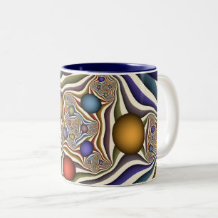 Fliegende bunte moderne abstrakte Fraktalkunst Zweifarbige Tasse