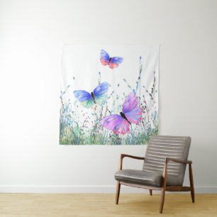 Fliegende bunte Schmetterlinge Tapestry Wandteppich