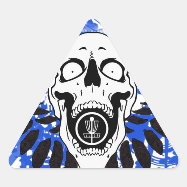Fliegende Disk Golf Skull Dreieckiger Aufkleber (Vorderseite)