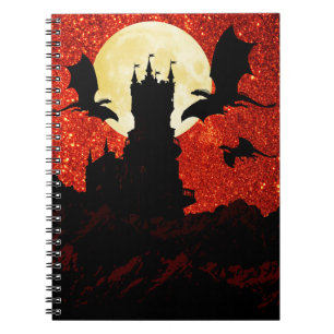 Fliegende Drachen, Klippenschloss, Vollmond, Notizblock