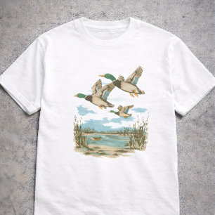 Fliegende Enten Feuchtgebiet Wildtier Natur Jagd O T-Shirt