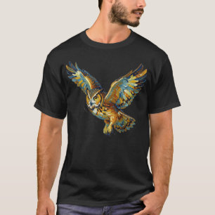 Fliegende Eule Abstrakte Farbige Pinselstrich-Kuns T-Shirt
