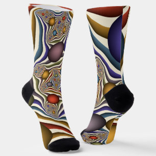Fliegende, farbenfrohe moderne abstrakte Fractal-K Socken