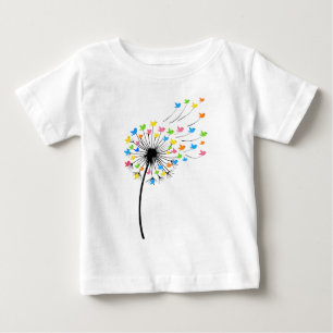 Fliegende farbenfrohe Vögel Löwenzahn Fluss Baby T-shirt