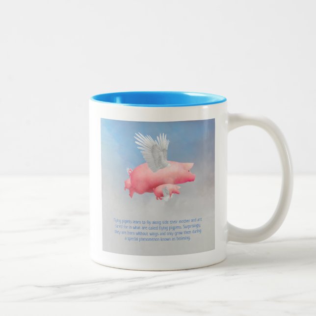 Fliegende Ferkel Zweifarbige Tasse (Rechts)