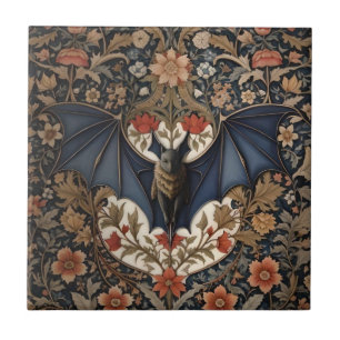 Fliegende Fledermaus - Moderne William Morris Blum Fliese