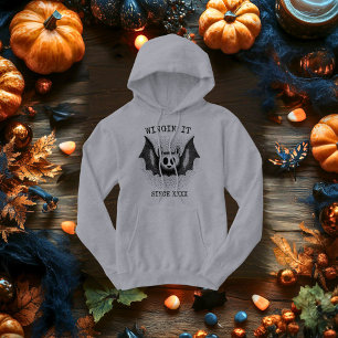 Fliegende Fledermaus - Schwarzes Retro-Halfton-Hal Hoodie