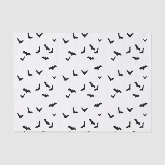 Fliegende Fledermäuse Schwarz-Weiß-Geschenkpapier Seidenpapier (Vorderseite)