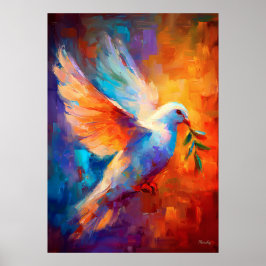 Fliegende Friedenstaube Impressionistische Malerei Poster