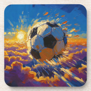 Fliegende Fußball-Ball-Kunst (Ölgemälde Nr. 2) Getränkeuntersetzer