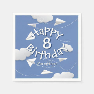 fliegende gefaltete Papierflugzeuge Geburtstag Serviette
