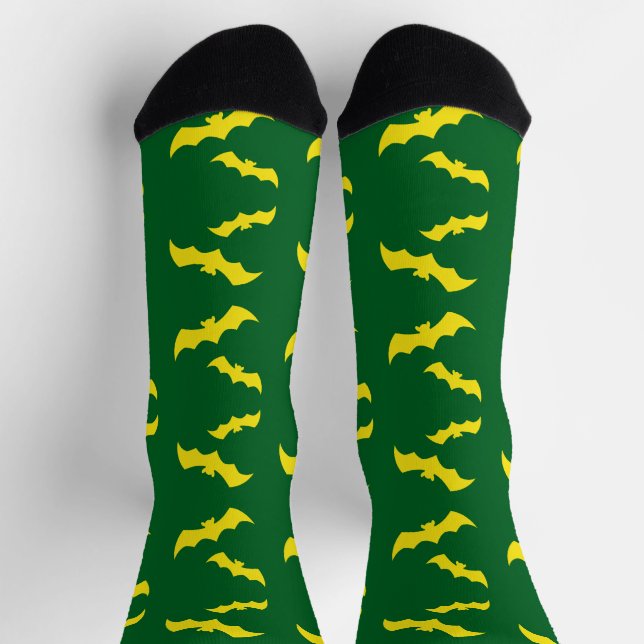 Fliegende gelbe Halloween-Fledermäuse Socken (Oben)