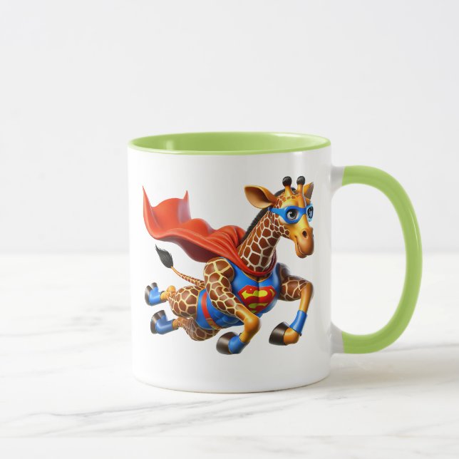Fliegende Giraffe mit rotem Umhang. Tasse (Rechts)
