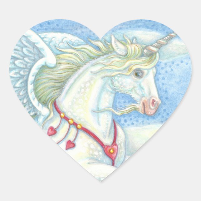 FLIEGENDE HERZEN UNICORN, PEGASUS HORSE STICKER (Vorderseite)