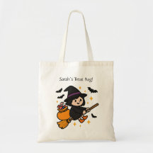Fliegende Hexe auf Besen Trick o' Treat-Tasche