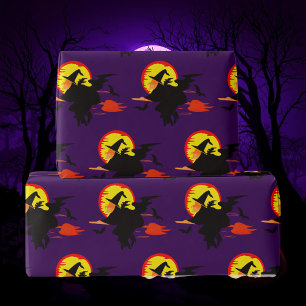 Fliegende Hexe bei Vollmond Geschenkpapier
