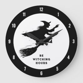 Fliegende Hexe Große Wanduhr