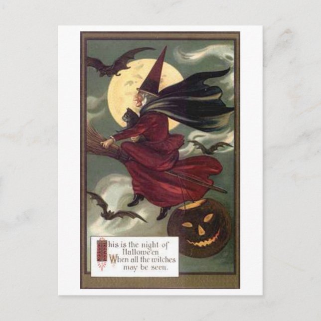 Fliegende Hexe Postkarte (Vorderseite)