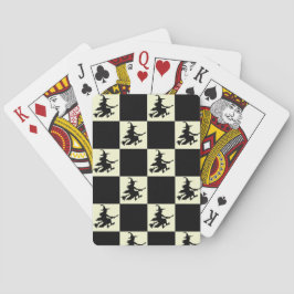Fliegende Hexe Schwarz & Gelb Kariert Spielkarten