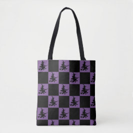 Fliegende Hexe Schwarz & Lila Kariert Tasche
