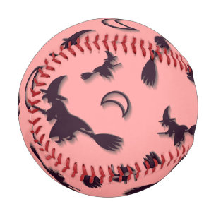 Fliegende Hexe zwischen Halbmond in der Halloween- Baseball