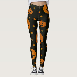 Fliegende Hexen und schwebende Kürbisse Schwarz  Leggings