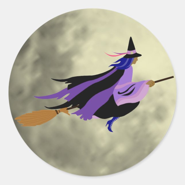 Fliegende Hexenkleber Runder Aufkleber (Vorderseite)