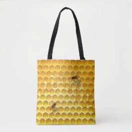 Fliegende Honigbienen auf Golden Honeycomb individ Tasche