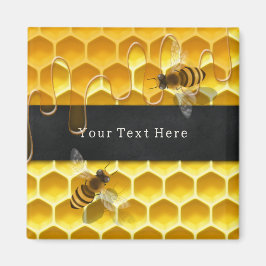 Fliegende Honigbienen über Gelbwabenkraut Magnet