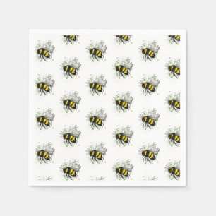 Fliegende Hummel, Freihand-Digitalzeichnung Insekt Serviette