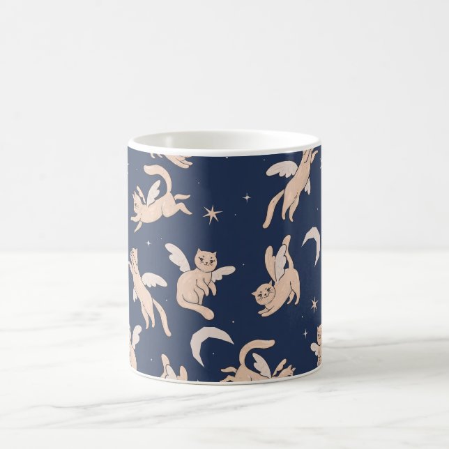 Fliegende Katze Galaxie  Kaffeetasse (Mittel)