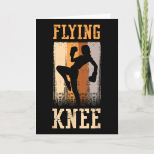 Fliegende Knie-Verteidigung Kick Punch Karate Prof Karte
