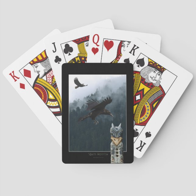 Fliegende Krähen & Totem Pole Haida Pack Spielkarten (Rückseite)