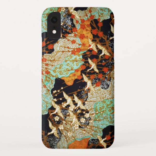FLIEGENDE KRÄNE MIT FRÜHBLUMEN, Japanisch Case-Mate iPhone Hülle (Rückseite)