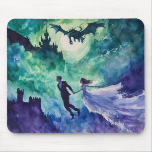 Fliegende Liebende - Aquarellmalerei Mousepad