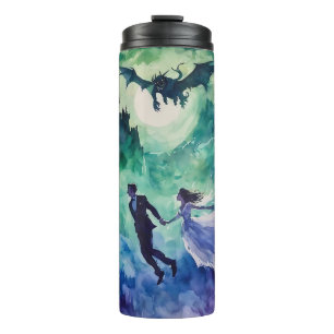 Fliegende Liebende - Aquarellmalerei Thermosbecher