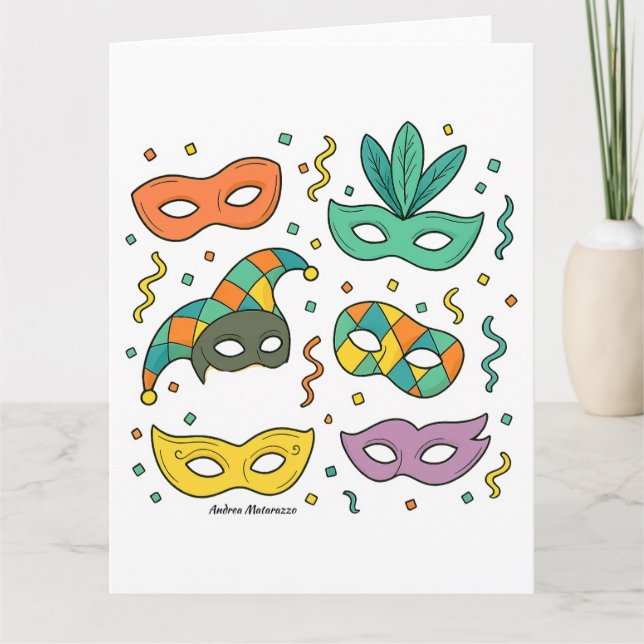 Fliegende Masken Karte (Vorderseite)