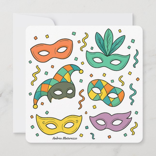 Fliegende Masken Karte (Vorderseite)