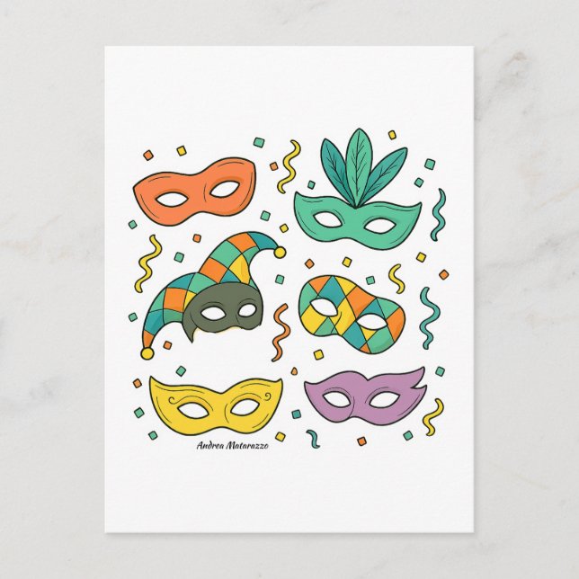 Fliegende Masken Postkarte (Vorderseite)