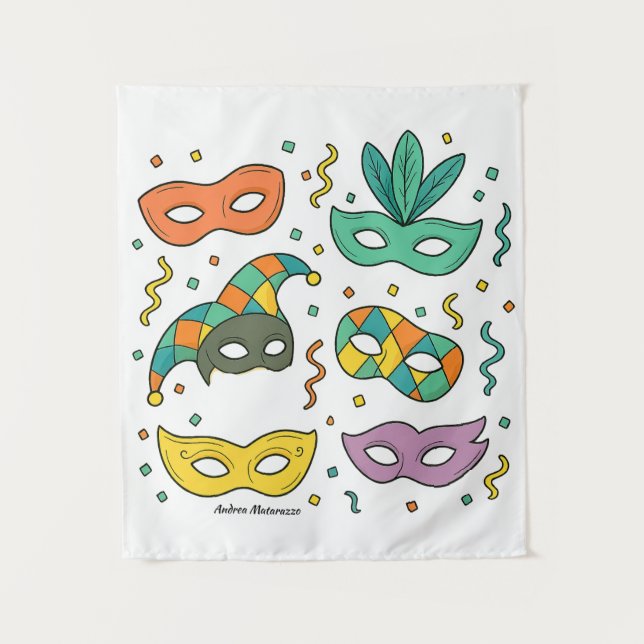 Fliegende Masken Wandteppich (Vorderseite)