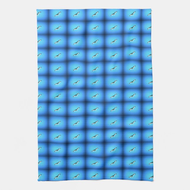 Fliegende Möwen auf blauem Handtuch (Vertikal)
