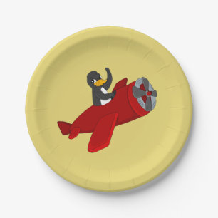 Fliegende Pinguin-Cartoon-Papier-Teller Pappteller